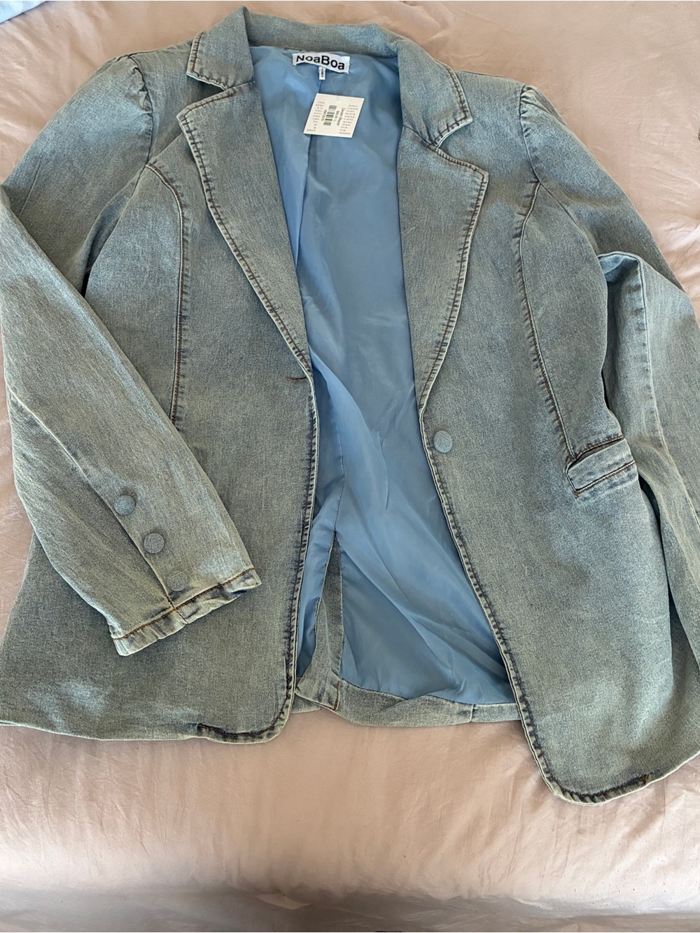 Light Blue Denim Blazer for Women Large - Picture 11 of 16
